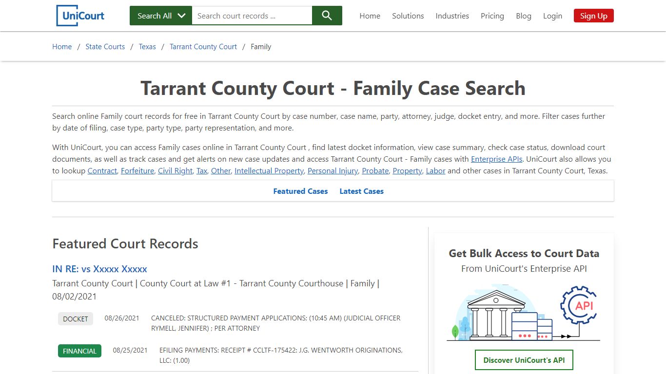 Family Case Search - Tarrant County Court, Texas